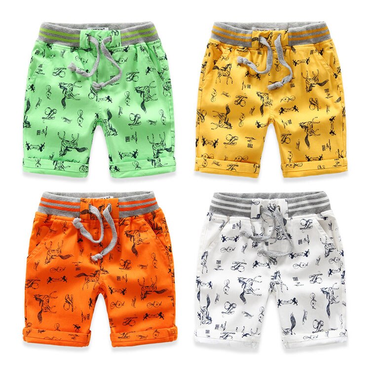 Cartoon Horse Printed Summer Boy's Shorts