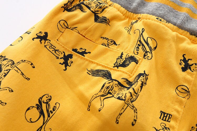 Cartoon Horse Printed Summer Boy's Shorts