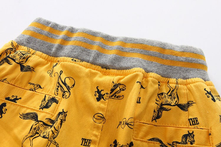 Cartoon Horse Printed Summer Boy's Shorts