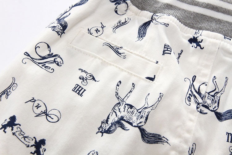Cartoon Horse Printed Summer Boy's Shorts