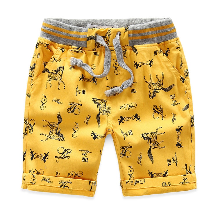 Cartoon Horse Printed Summer Boy's Shorts