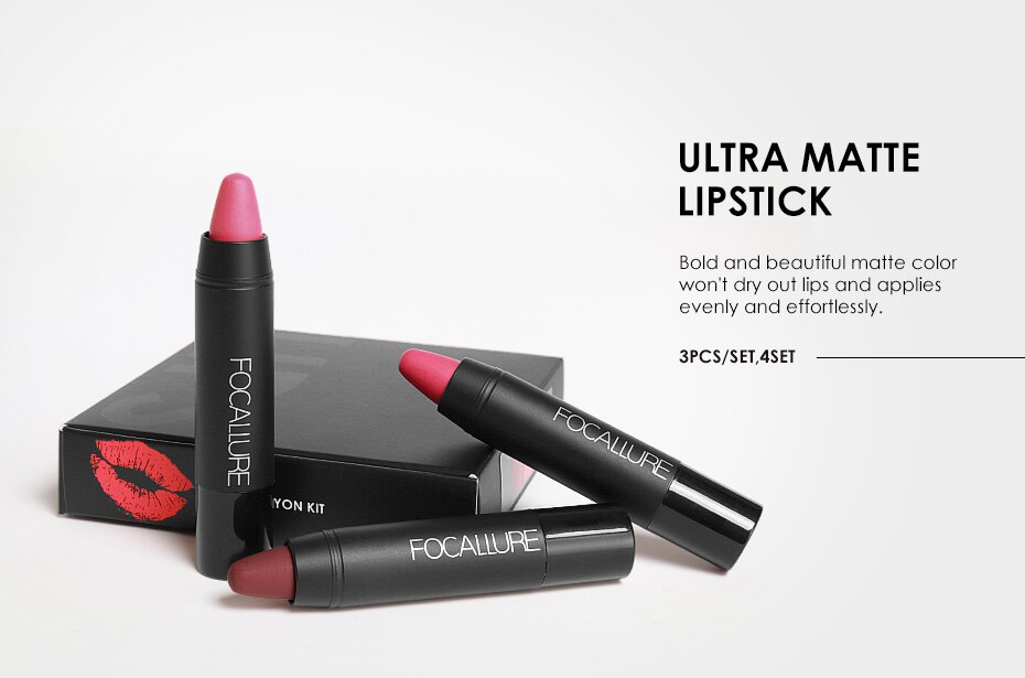 Vitamine E Matte Waterproof Lipstick 3 Pcs Set