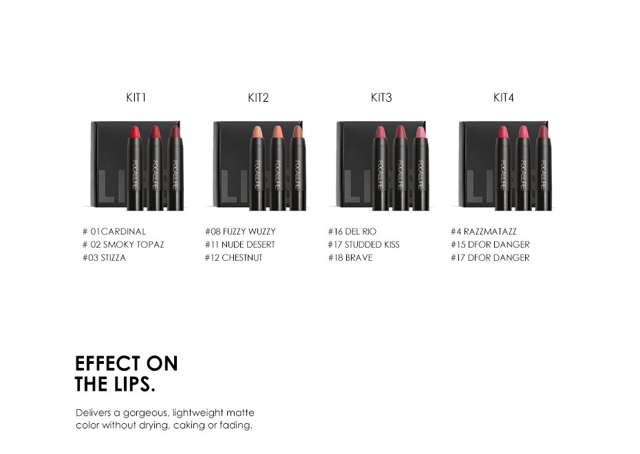 Vitamine E Matte Waterproof Lipstick 3 Pcs Set