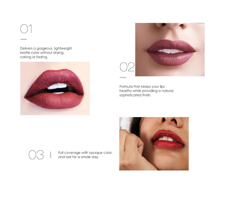 Vitamine E Matte Waterproof Lipstick 3 Pcs Set