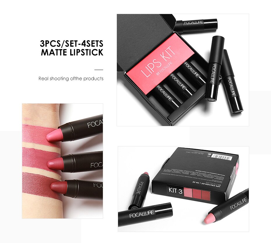 Vitamine E Matte Waterproof Lipstick 3 Pcs Set Vitamine E Matte Waterproof Lipstick 3 Pcs Set