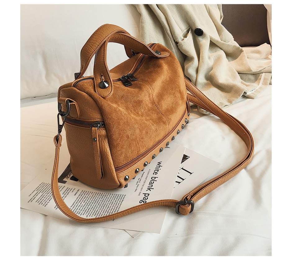 Fashion Top-Handle Bag with Rivets