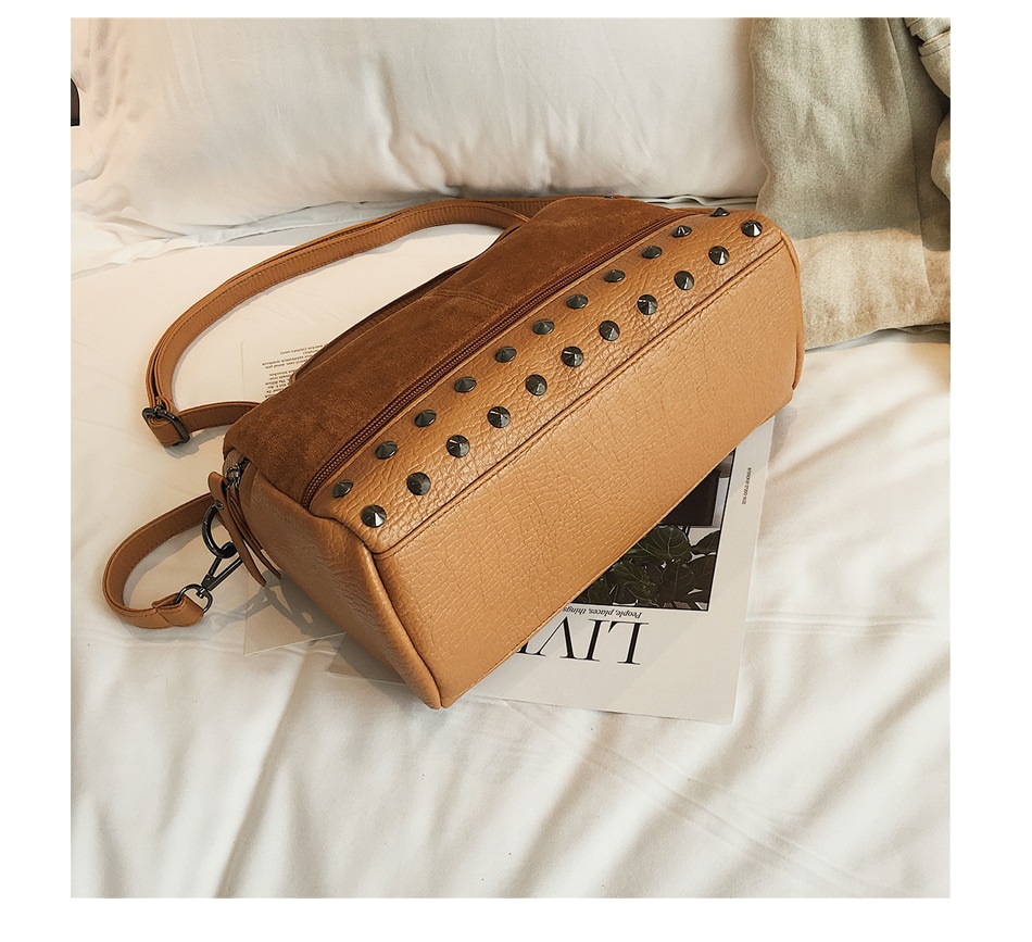 Fashion Top-Handle Bag with Rivets