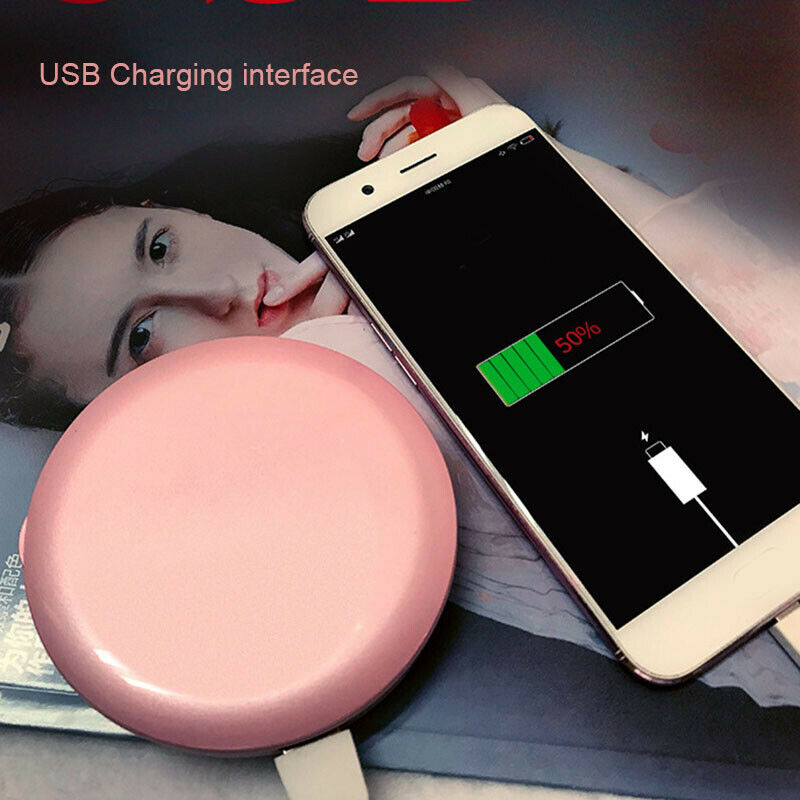 Portable Round Makeup Mirror with LED Light and Powerbank