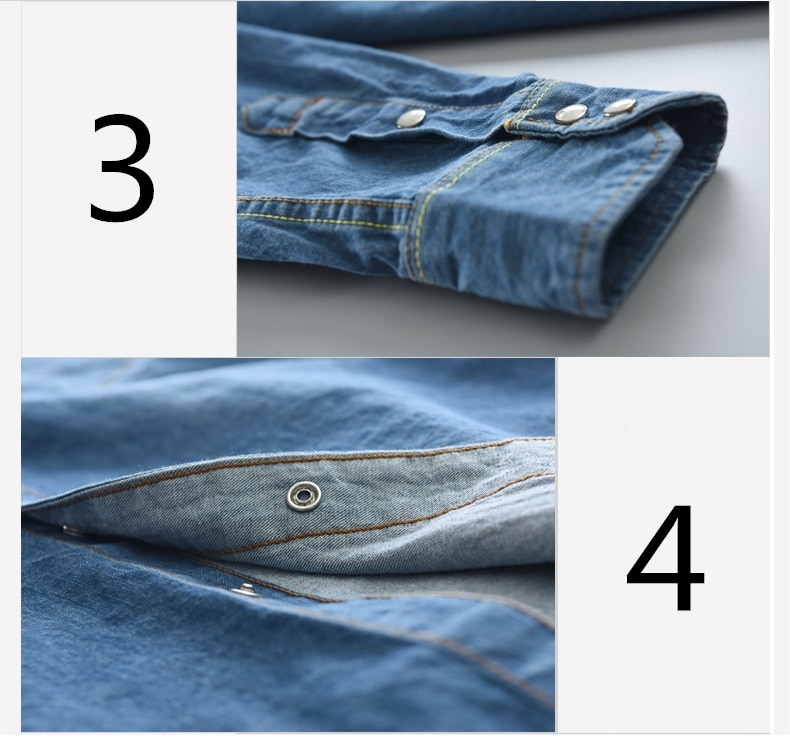 Men's Long-Sleeved Solid Denim Shirt