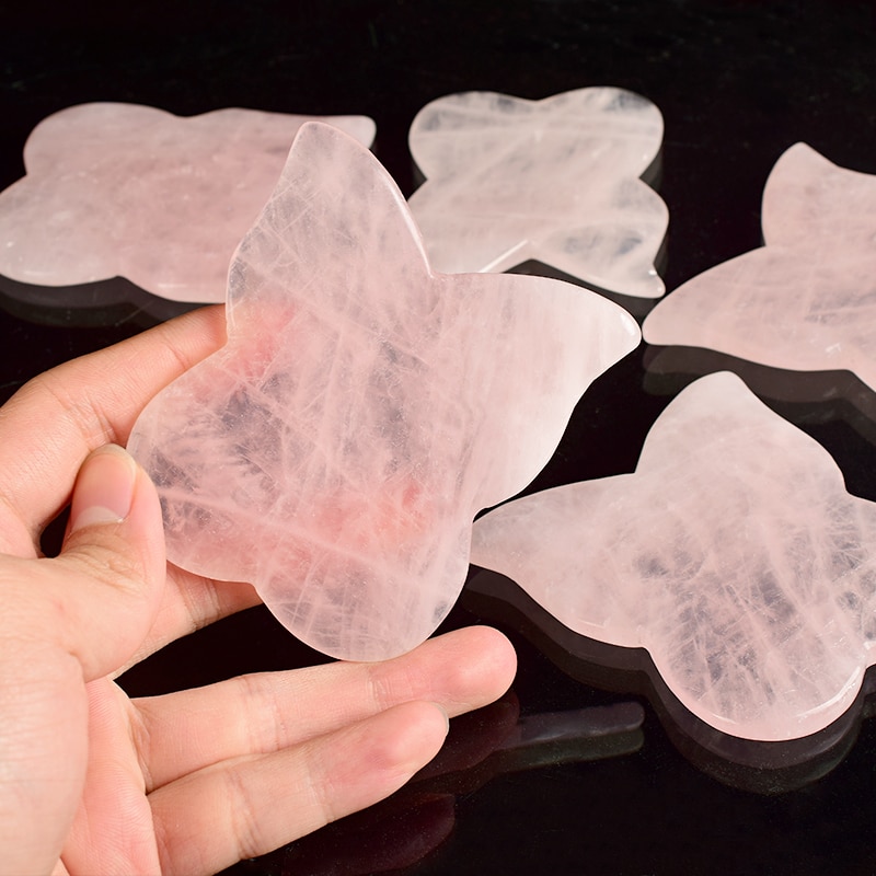 Natural Rose Quartz Butterfly Gua Sha Massager