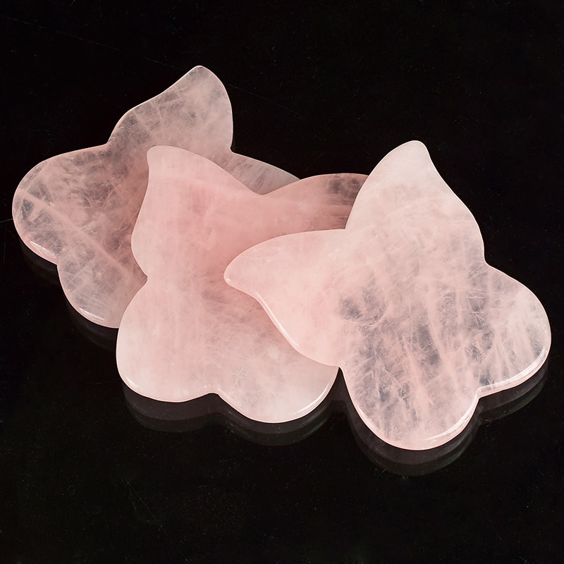 Natural Rose Quartz Butterfly Gua Sha Massager