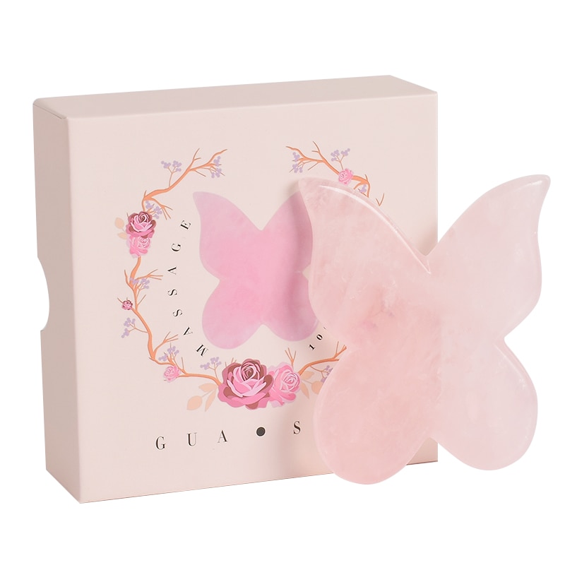 Natural Rose Quartz Butterfly Gua Sha Massager