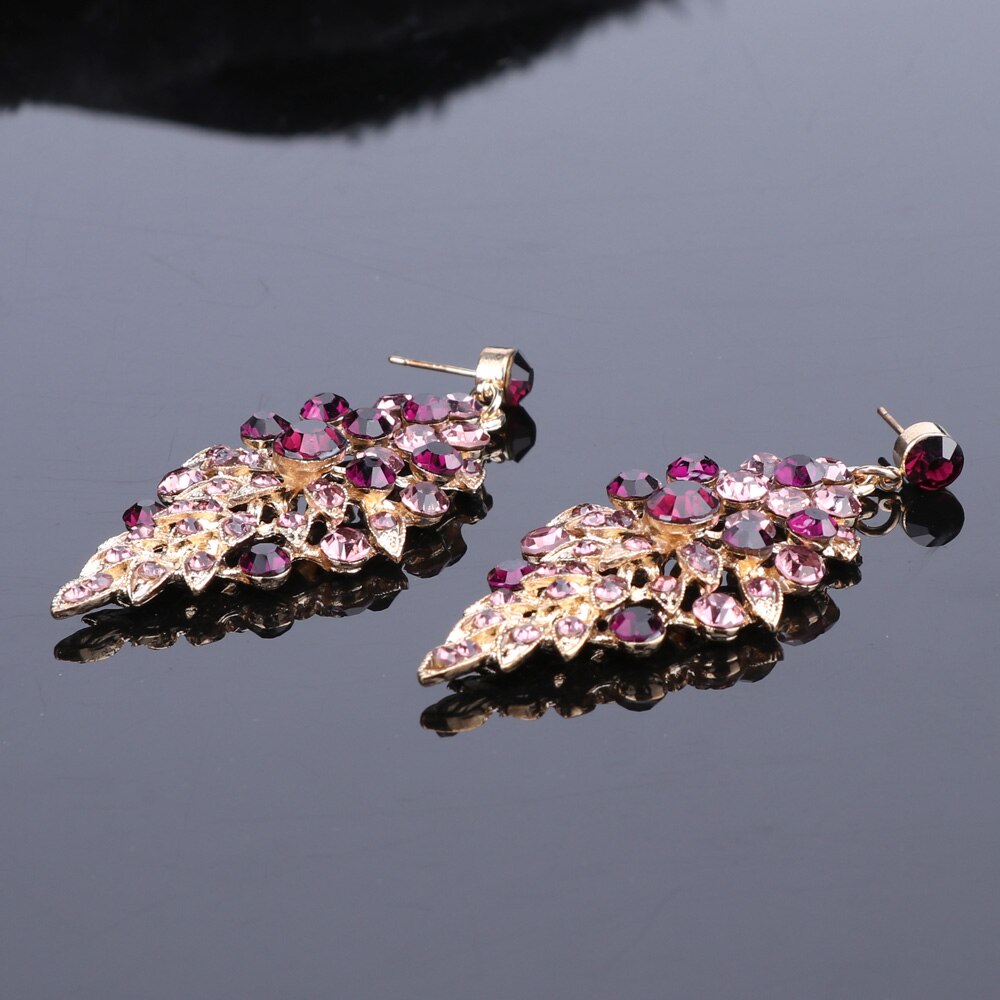 Luxurious Crystal Leaf Shaped Jewelry Set for Women