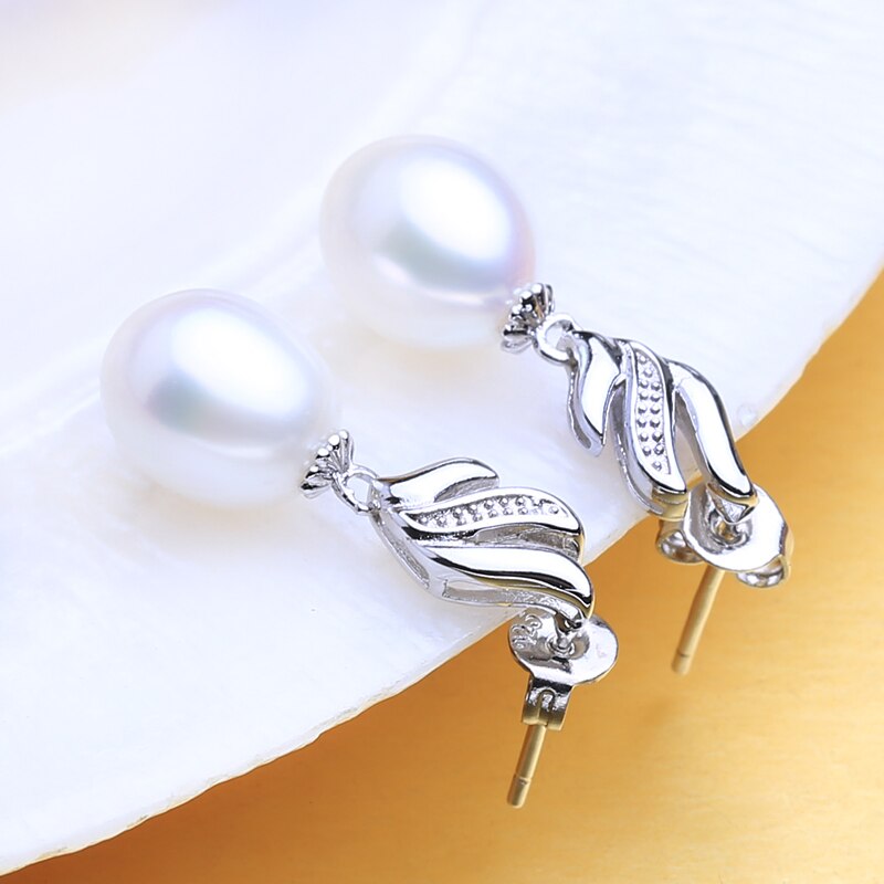 Women’s Stylish 925 Silver Pearls Necklace and Earrings Jewelry 3 pcs Set