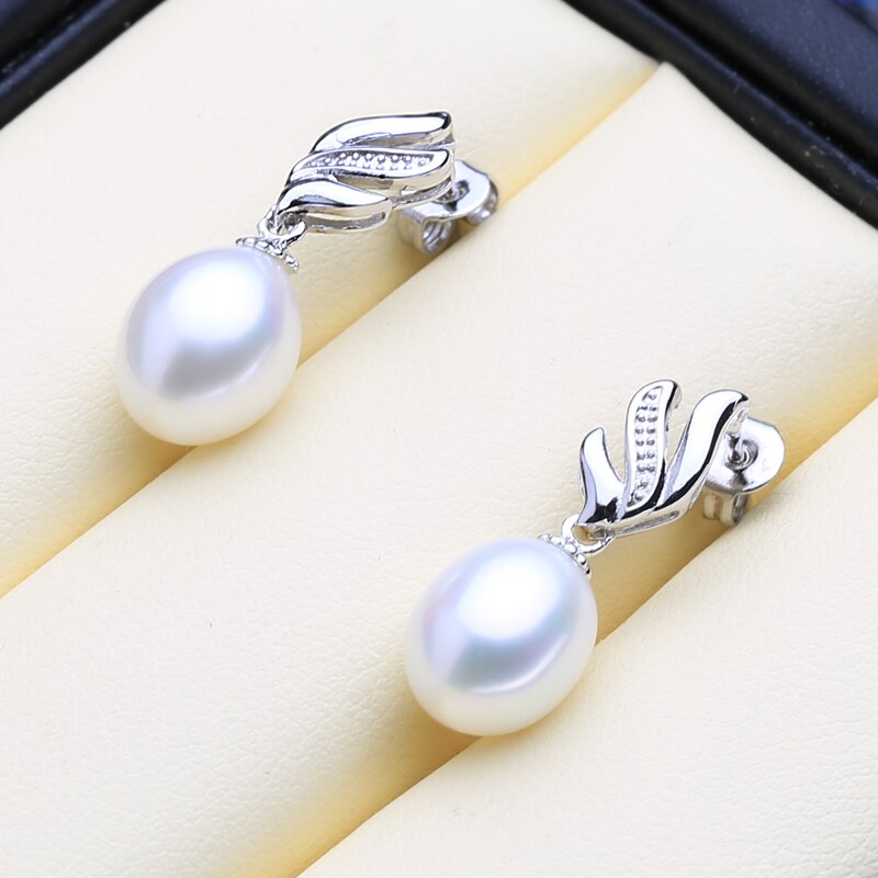 Women’s Stylish 925 Silver Pearls Necklace and Earrings Jewelry 3 pcs Set