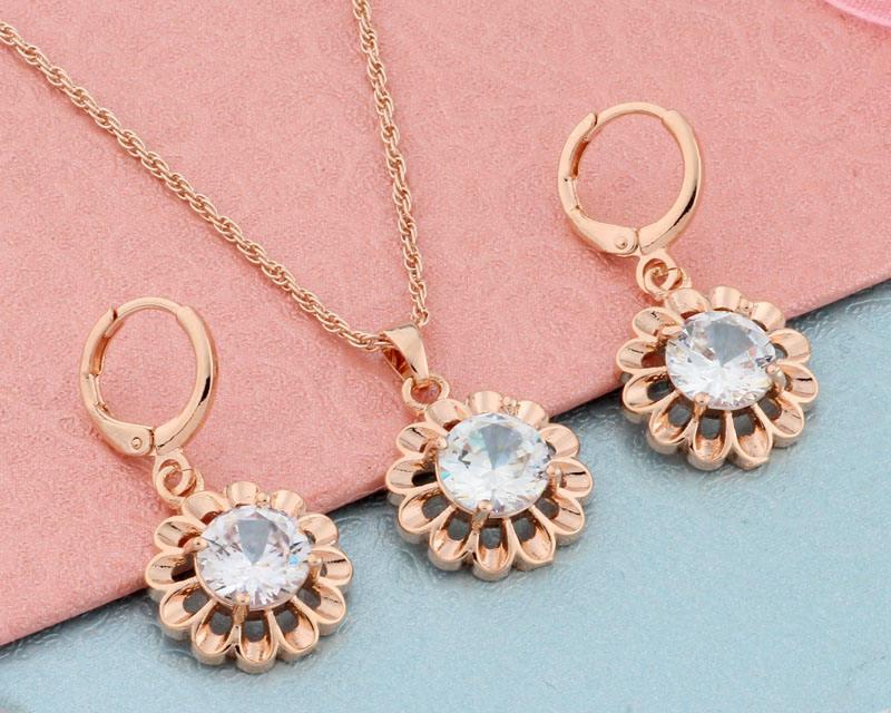 Solid Rose Gold Jewerly Set for Women