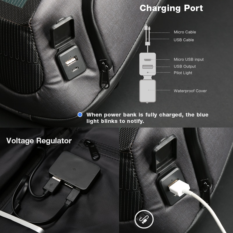 Unisex Laptop Backpack with Solar Panel