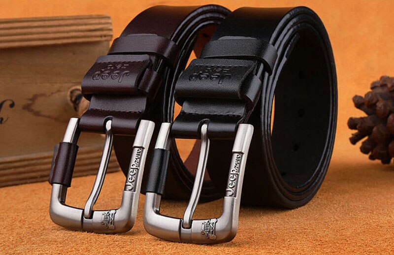 Men's Leather Belt with Metal Buckle