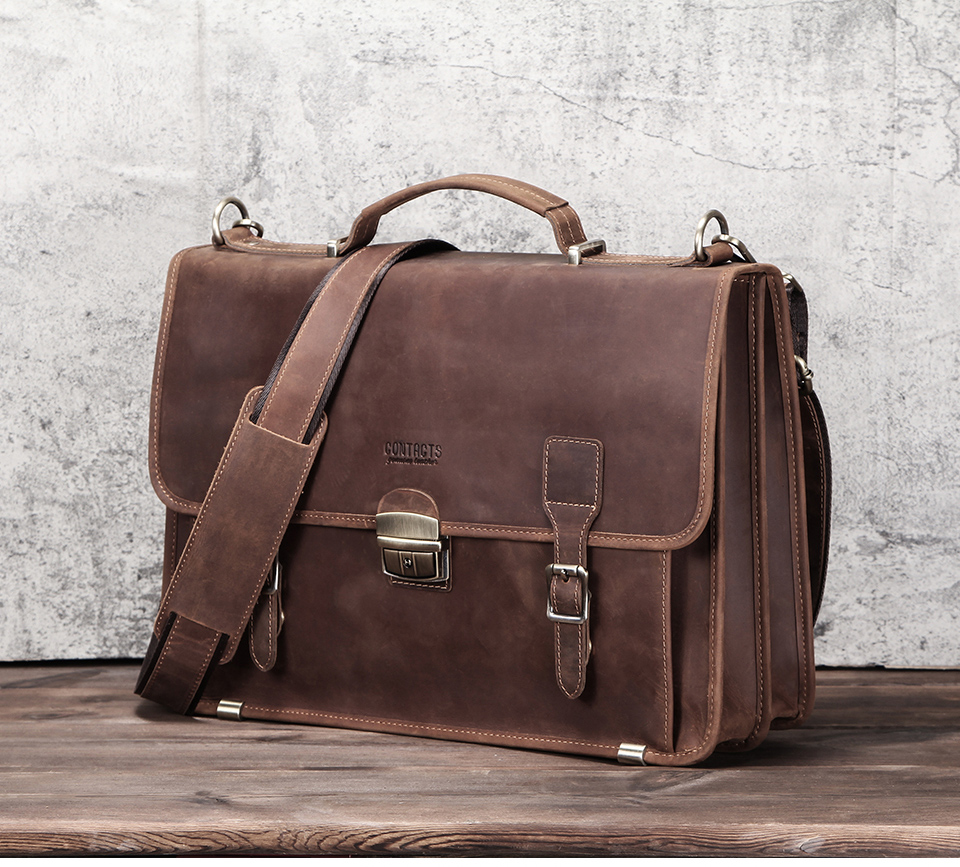 Men's Retro Leather Shoulder Briefcase