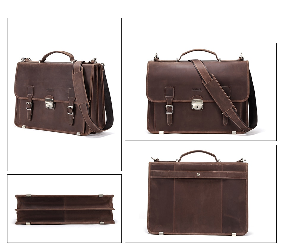 Men's Retro Leather Shoulder Briefcase