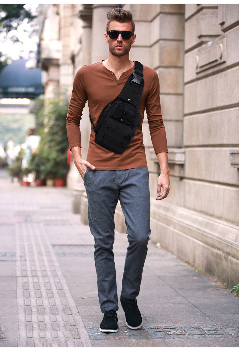 Black Multi Pocket Design Crossbody Bag