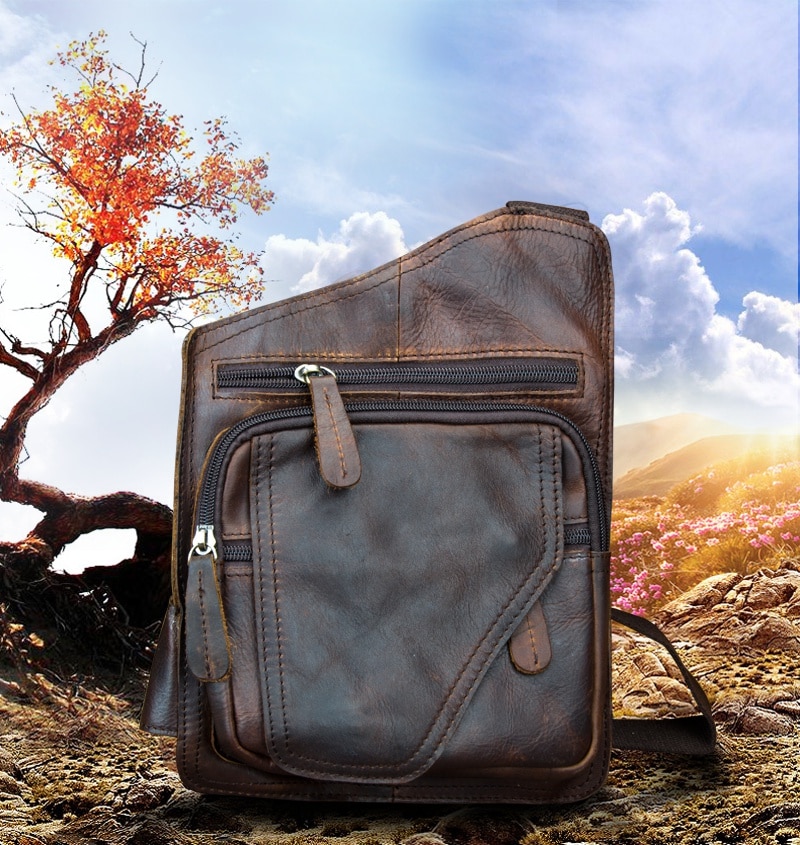Casual Solid Men's Genuine Leather Shoulder Bag