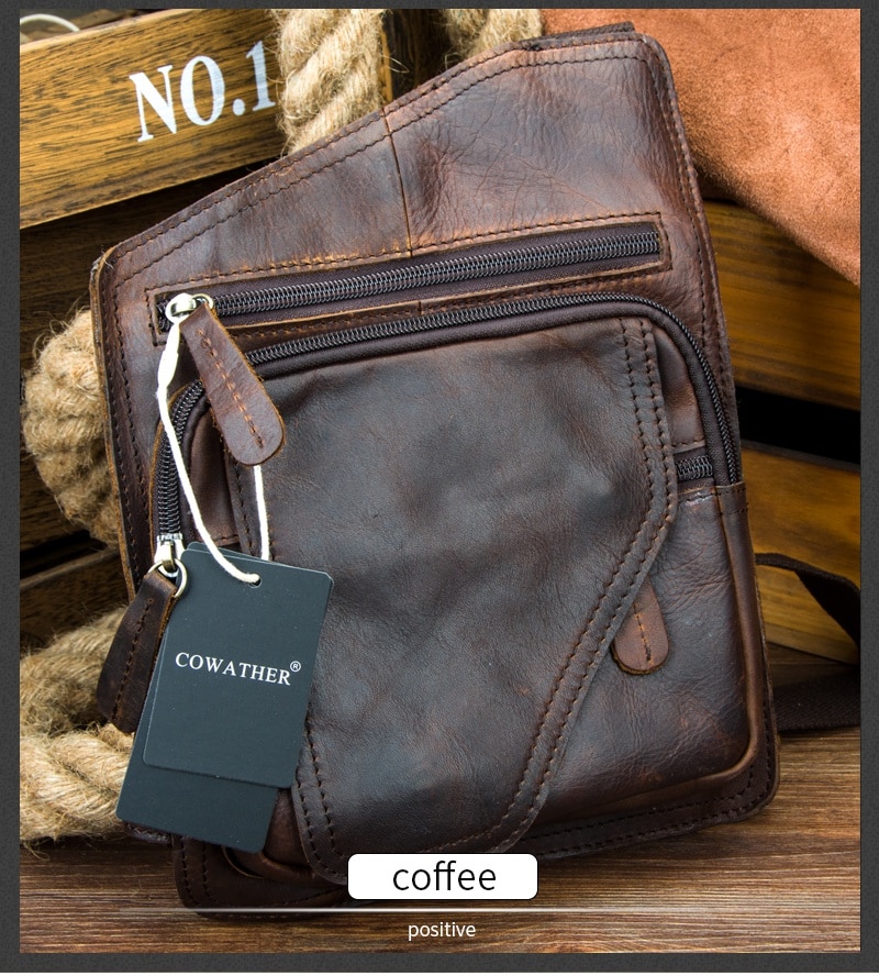 Casual Solid Men's Genuine Leather Shoulder Bag