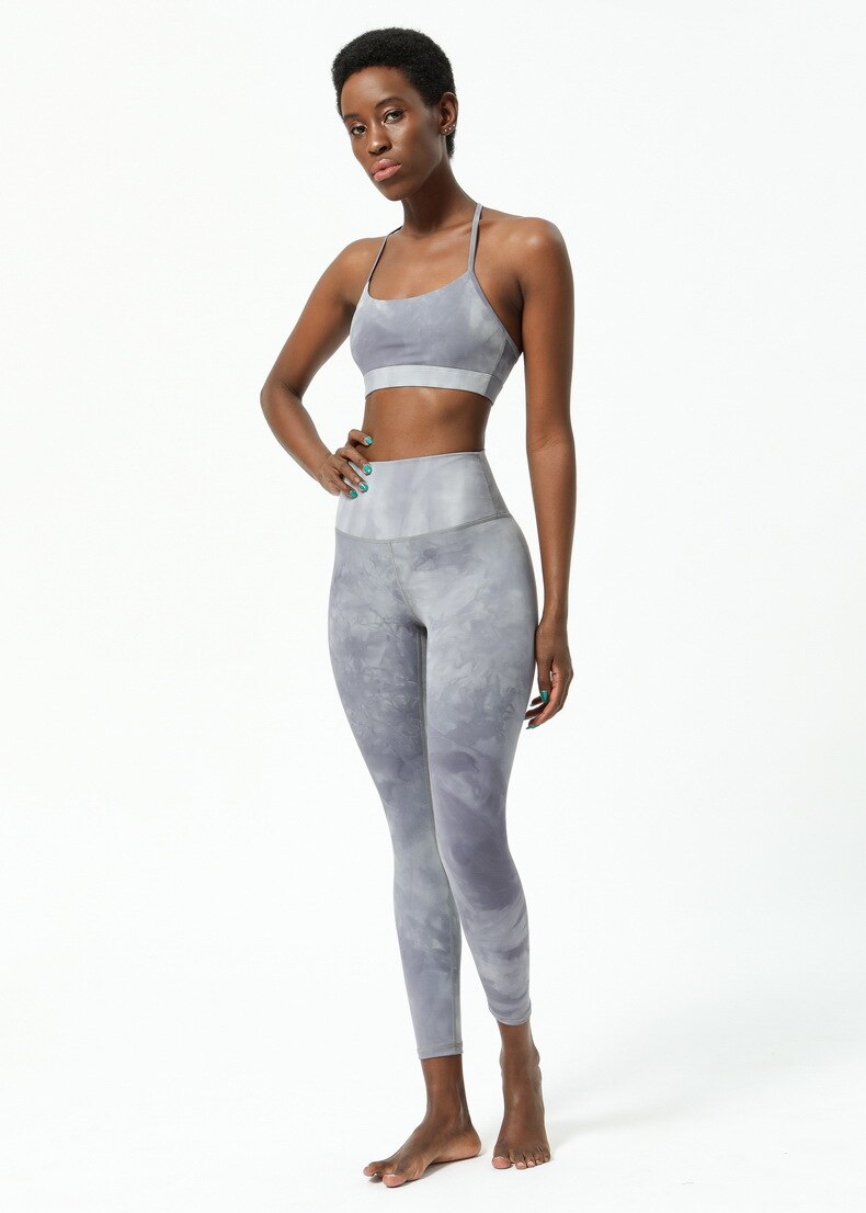 Women's Marble Pattern Sports Bra and Leggings