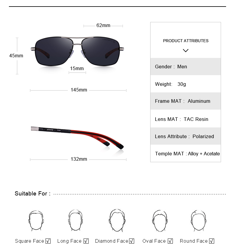 Men's Polarized Aviator Sunglasses