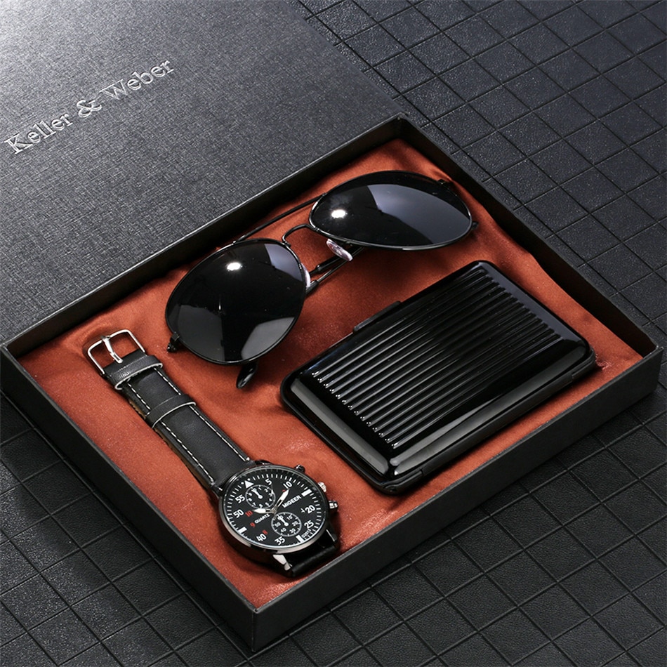 Corporate Gift Set with Quartz Watch and Credit Card Holder