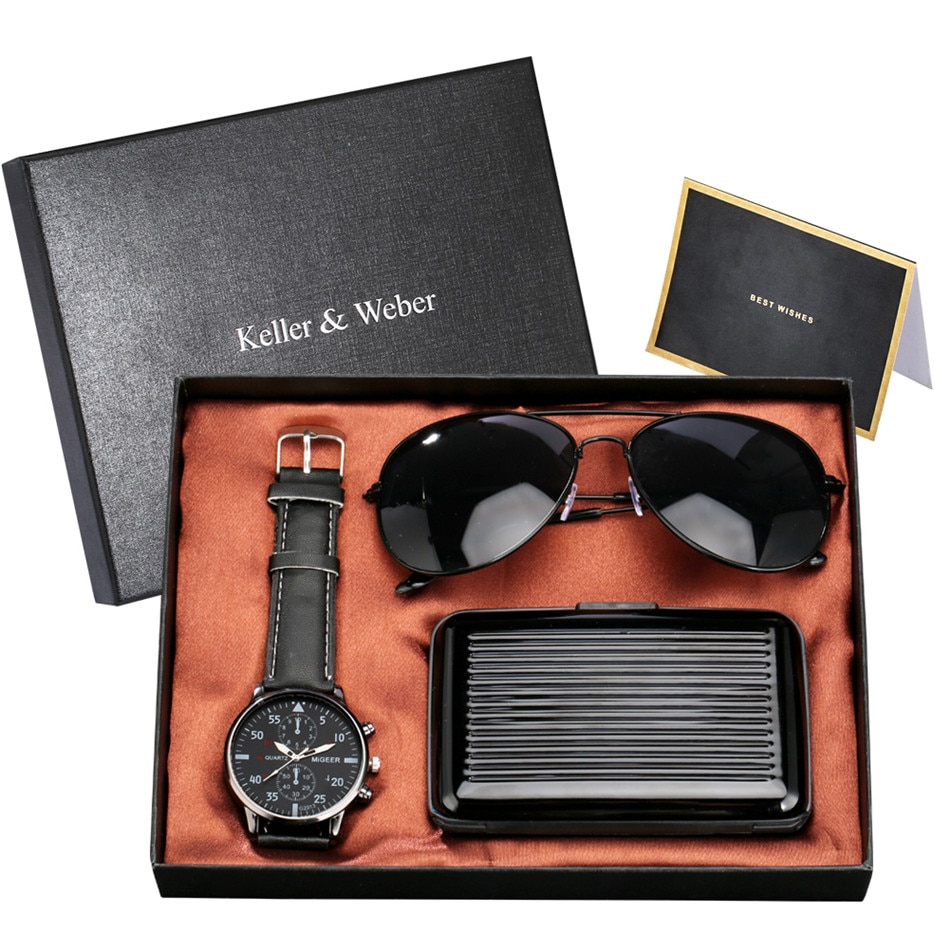 Corporate Gift Set with Quartz Watch and Credit Card Holder