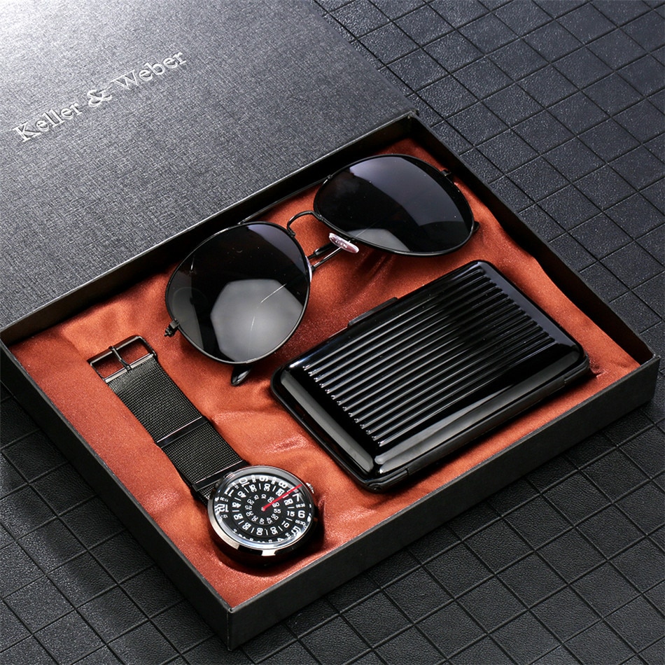 Corporate Gift Set with Quartz Watch and Credit Card Holder
