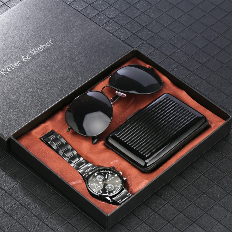 Corporate Gift Set with Quartz Watch and Credit Card Holder