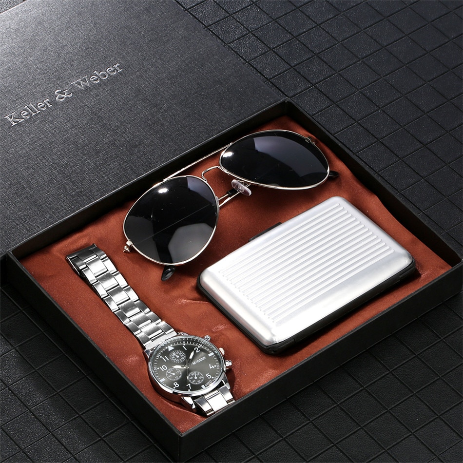 Corporate Gift Set with Quartz Watch and Credit Card Holder