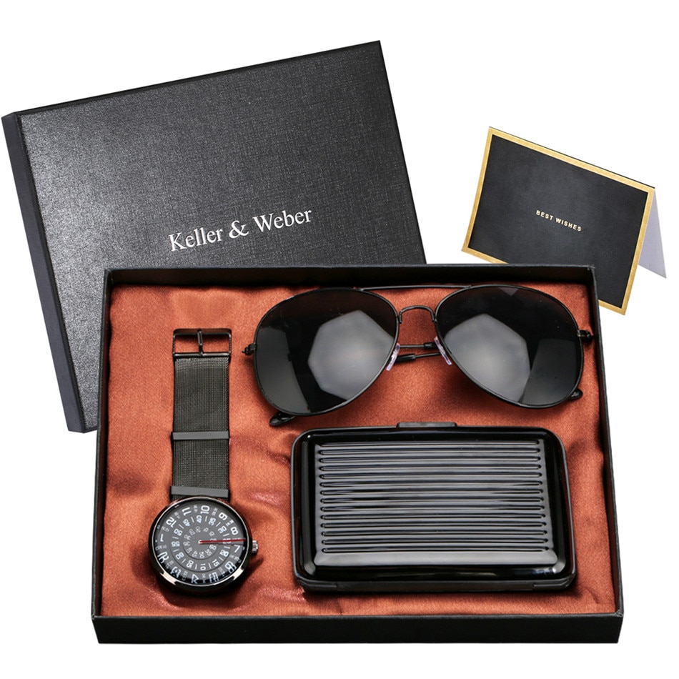 Corporate Gift Set with Quartz Watch and Credit Card Holder