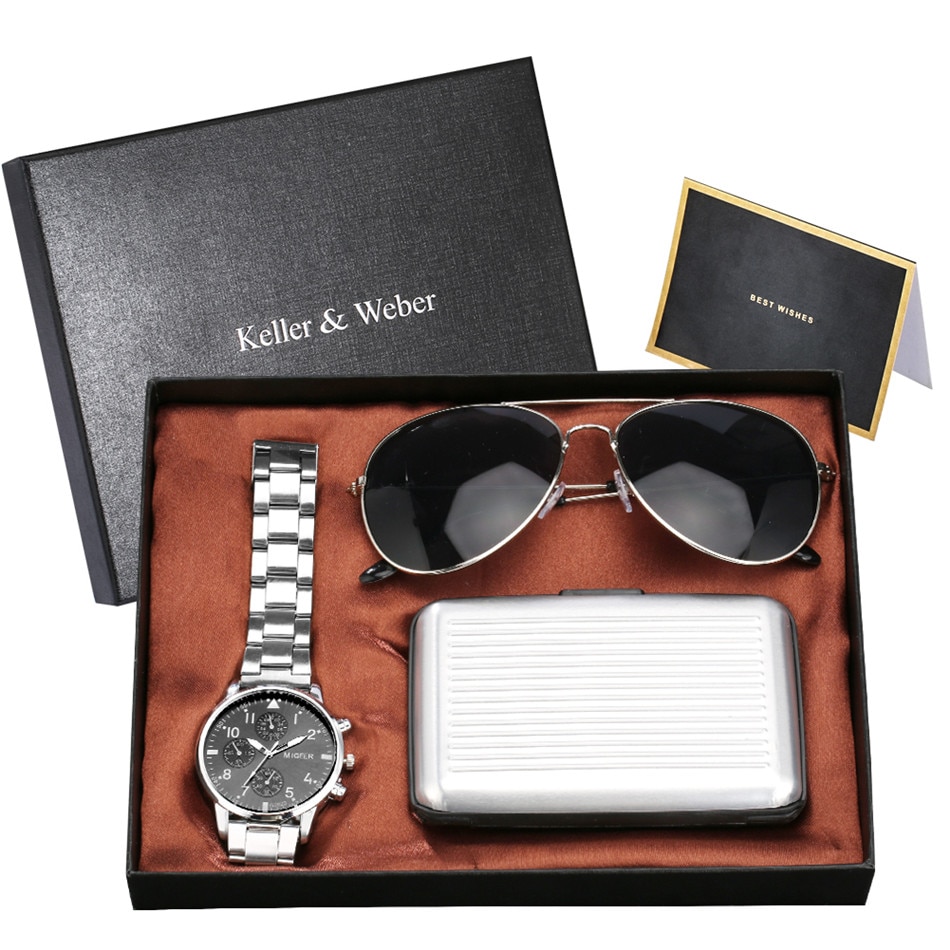 Corporate Gift Set with Quartz Watch and Credit Card Holder