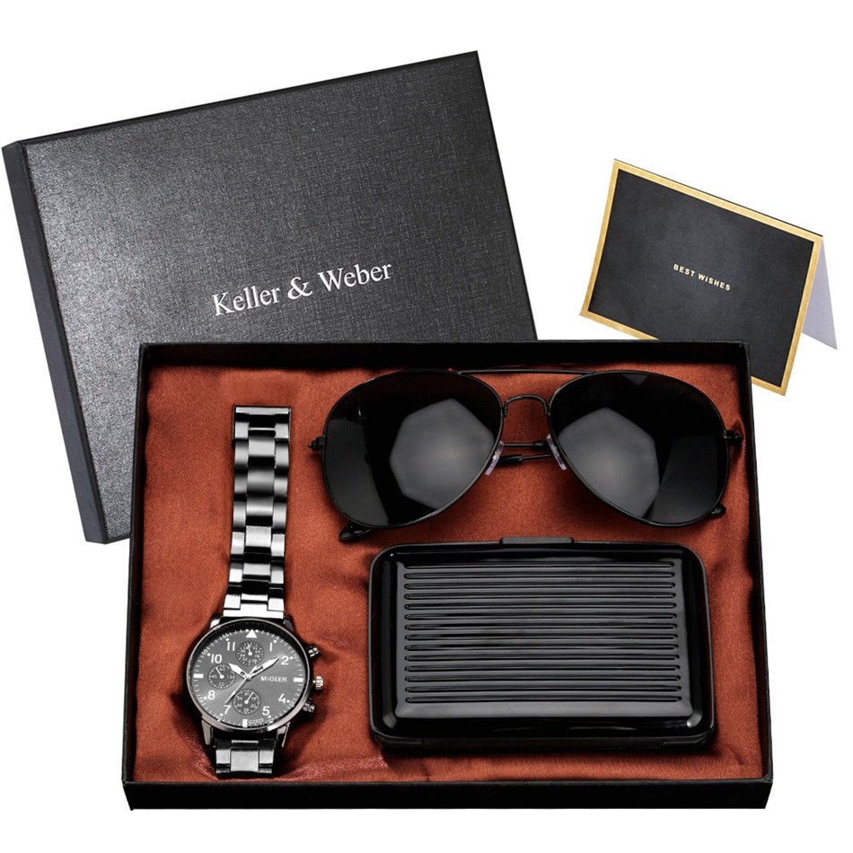 Corporate Gift Set with Quartz Watch and Credit Card Holder
