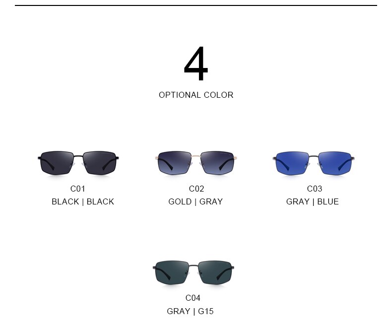 Men's Classic Rectangle Sunglasses