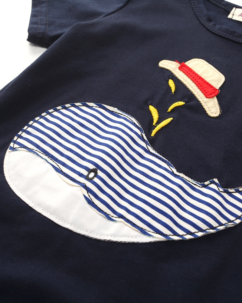 Whale T-Shirt and Denim Pants Cotton Clothing Set for Boys