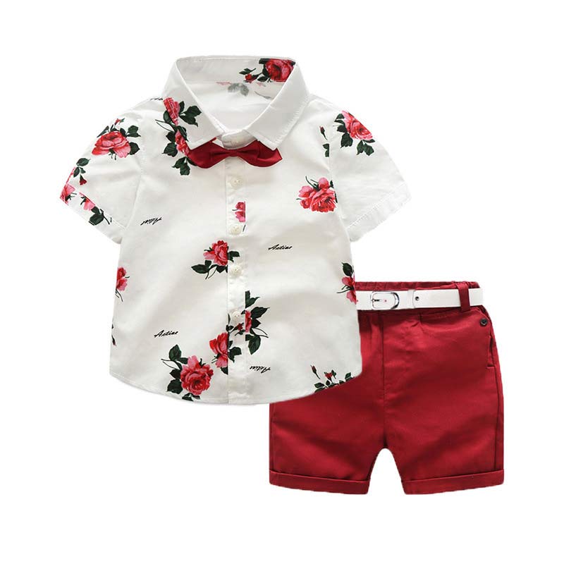 Flower Print Shirt Tops & Shorts Clothing Set
