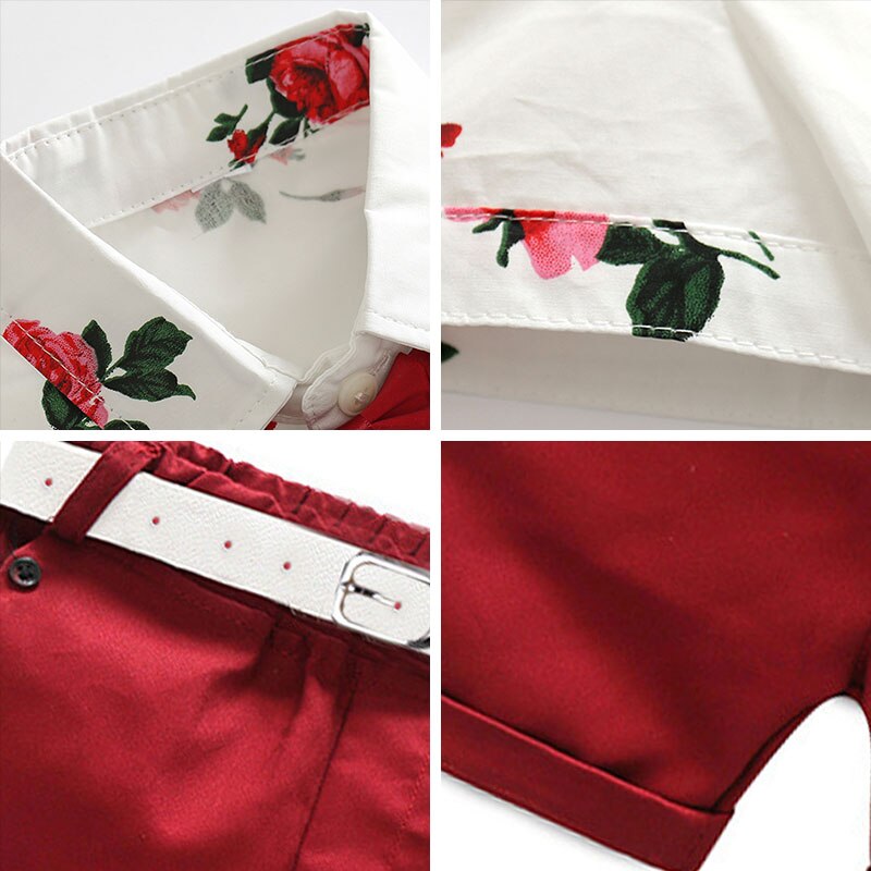 Flower Print Shirt Tops & Shorts Clothing Set