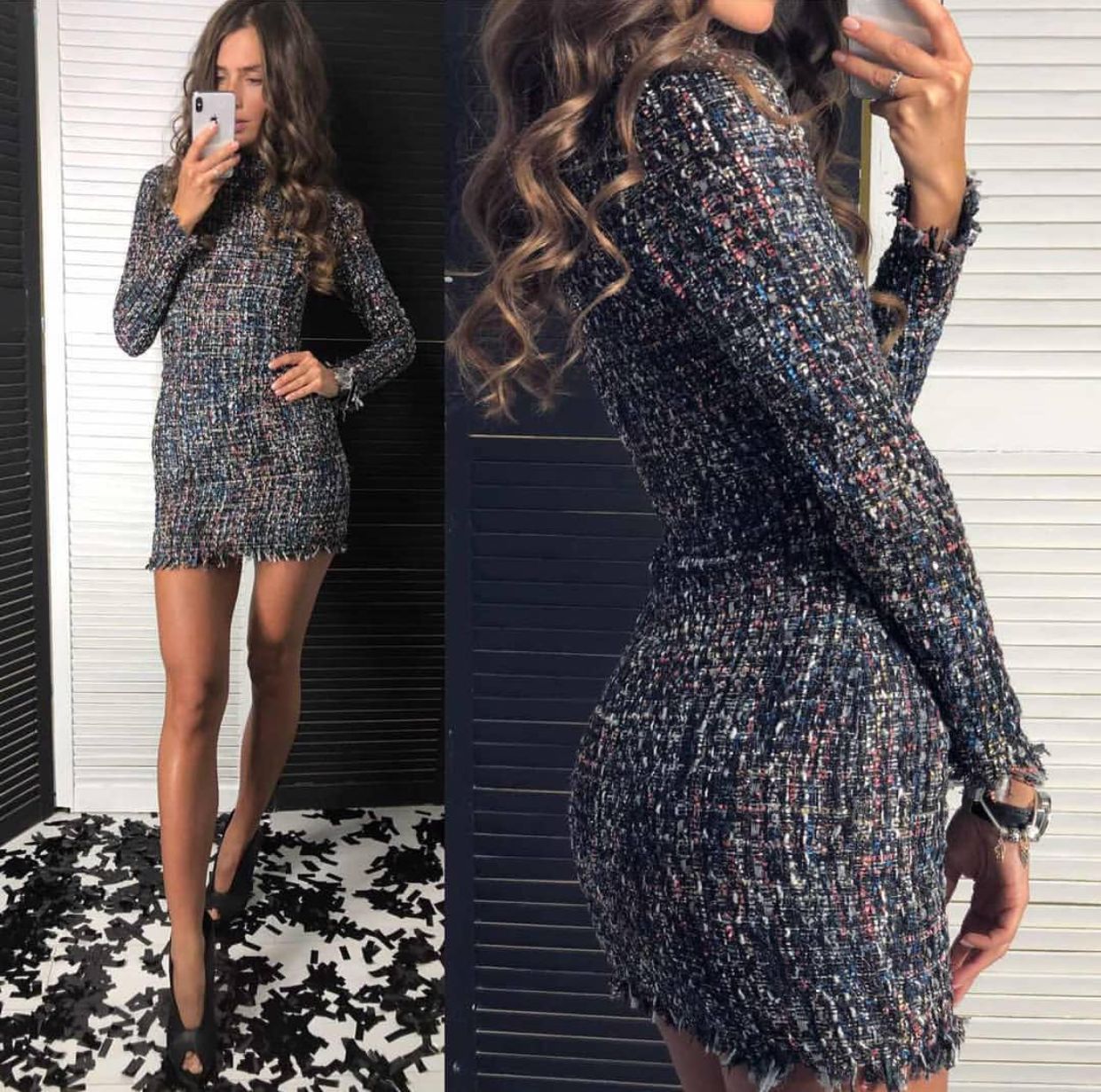 Winter Tweed Women's Dress in Plaid