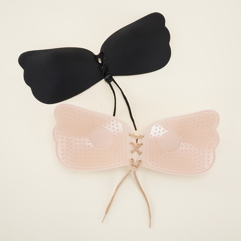 Women's Lace-Up Strapless Self Adhesive Bra