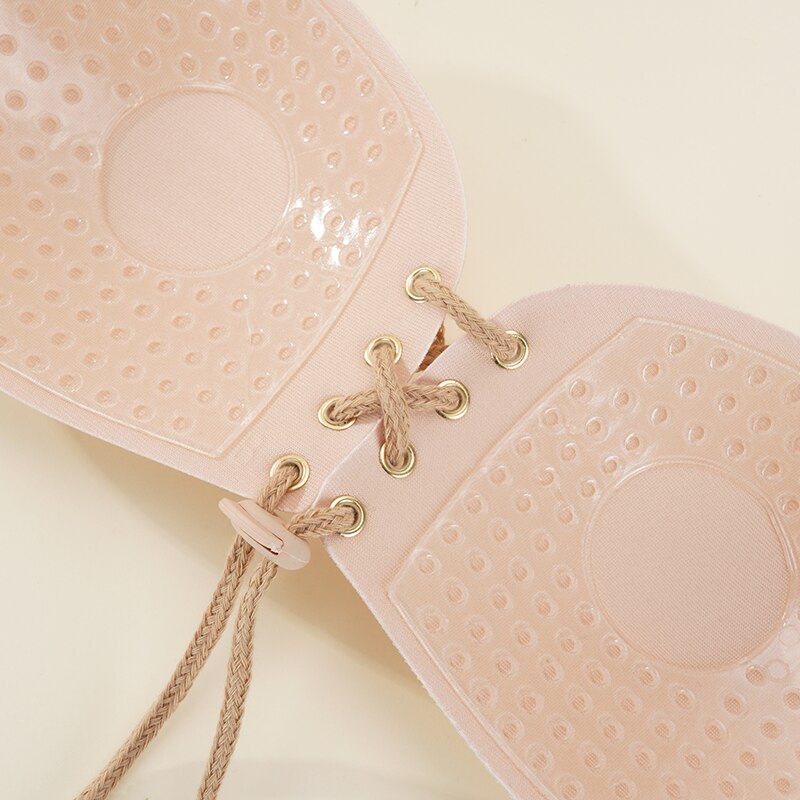 Women's Lace-Up Strapless Self Adhesive Bra